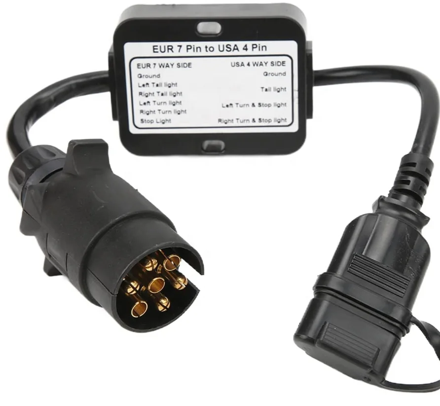 European 7-Pin to American 4-Pin Trailer Adapter Taillight Circuit Converter view 2