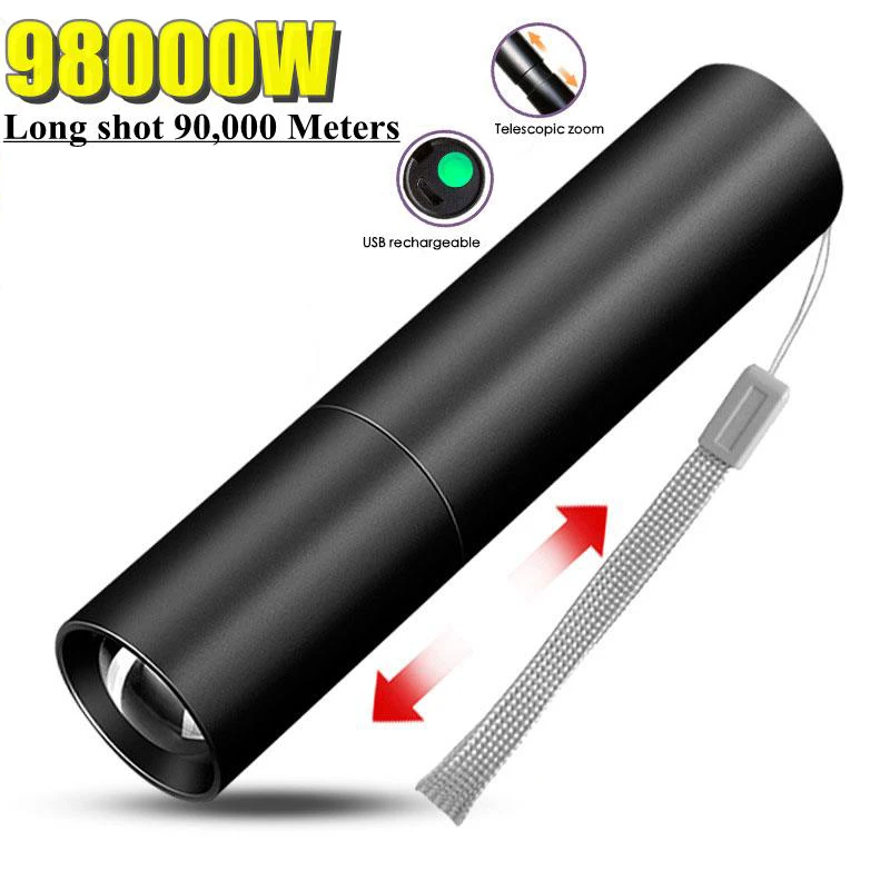 ZK30 Mini LED Flashlight Zoom New Rechargable 3 Lighting Modes Waterproof Telescopic Powerful Flashlight Outdoor Portable Torch