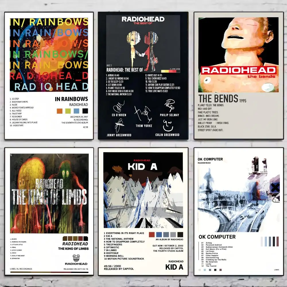 Band R-RadioheadS Music  Poster Vintage Wall Art Aesthetic Room Decor Print Living Room Bedroom Home Decoration
