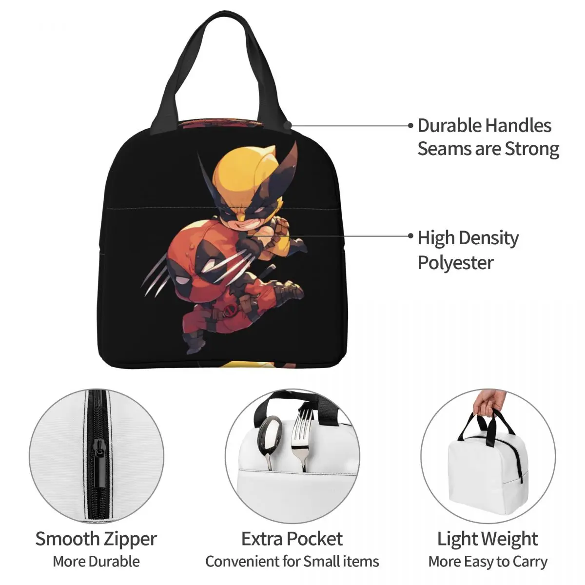 Logan And Wade Aluminum Foil Insulation Ice Pack Disney Marvel Deadpool And Wolverine Travel Storage Bags Kid Lunch Boxes