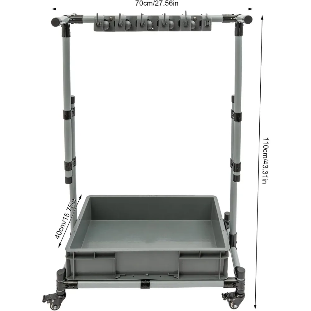 حامل ممسحة ومكنسة مثبت على الأرض للمماسح المبللة، وعربة تخزين أدوات التنظيف المحمولة