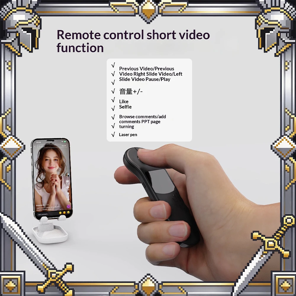 Xring D13 Hand-Held Remote Control Page Turner Kindle Page Turning Dual-Mode Connection Remote Control Page Turner Light Weight