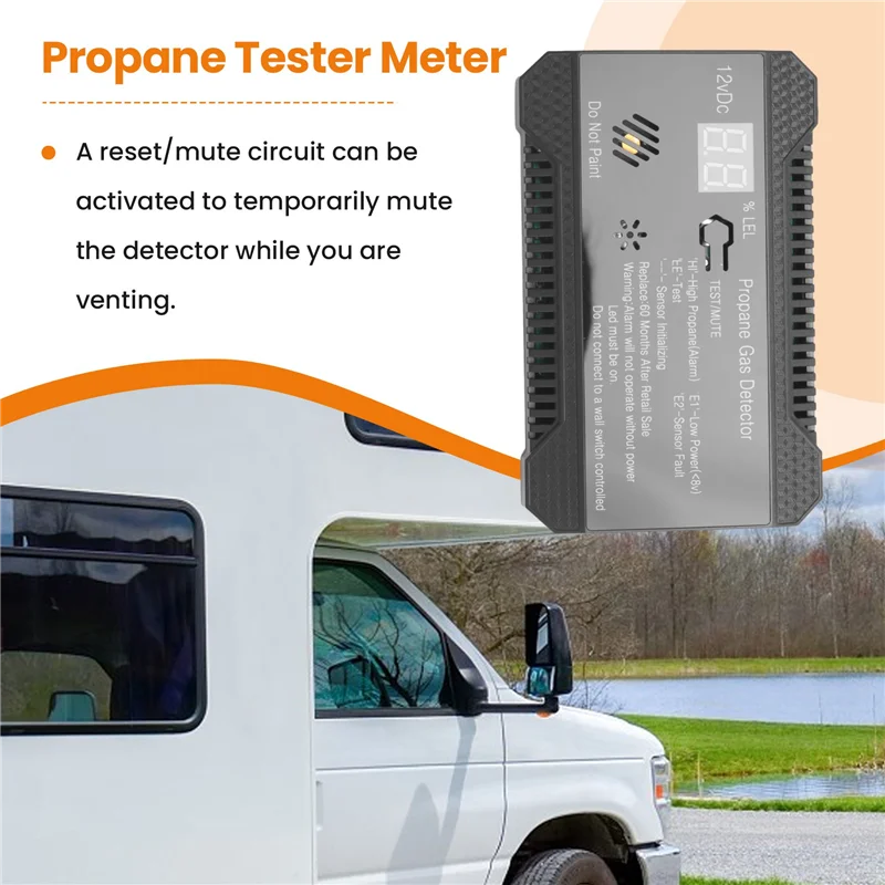 A13E-البروبان 12 فولت غاز البترول المسال مستشعر الغاز الطبيعي تسرب إنذار 85DB صفارة الإنذار لسيارة RV المنزل الرقمية اختبار البروبان متر