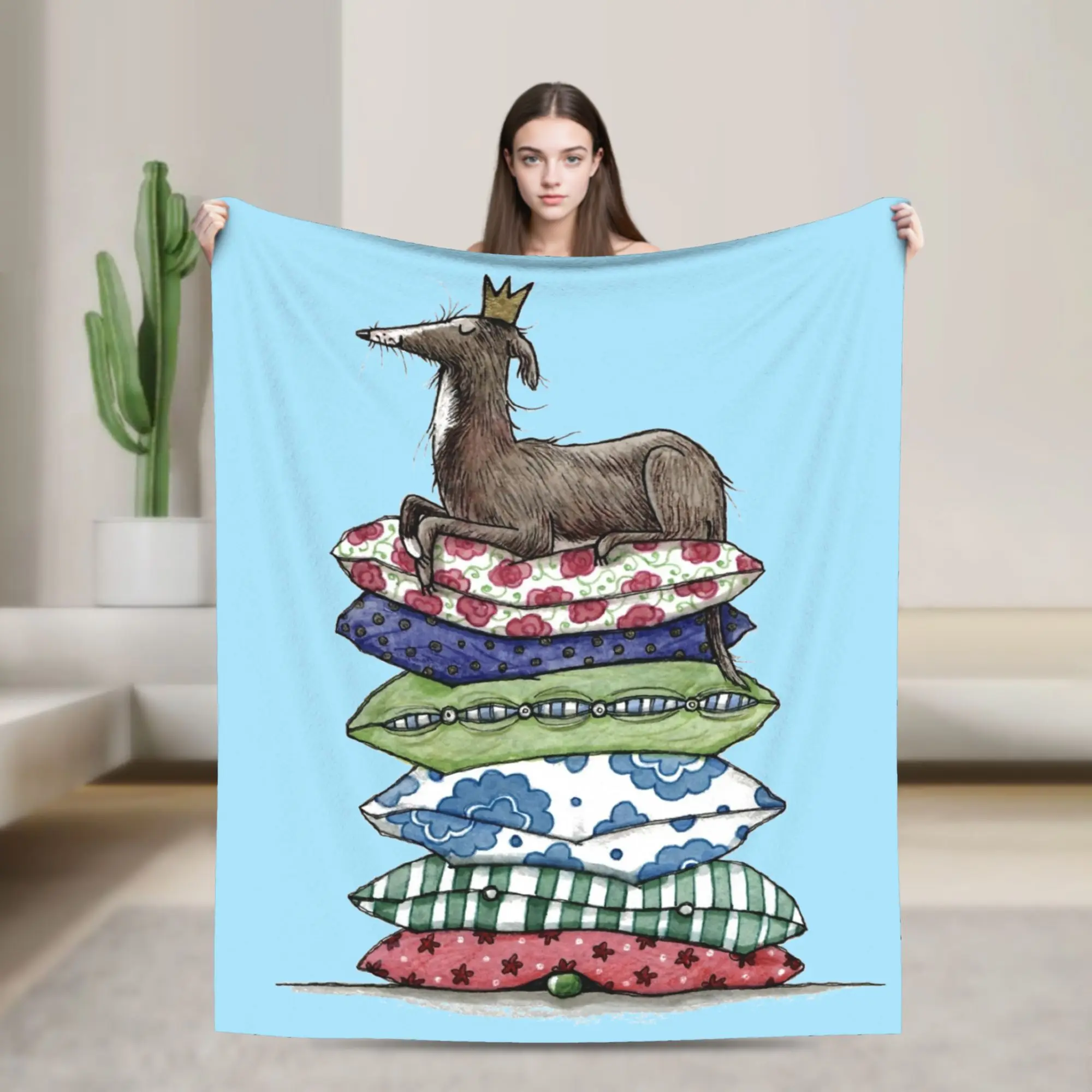 Princess On The Pea Galgo Whippet Blanket Cover Greyhound Dog  Flannel Throw Blankets Home Couch Ultra-Soft Warm Bedsprea