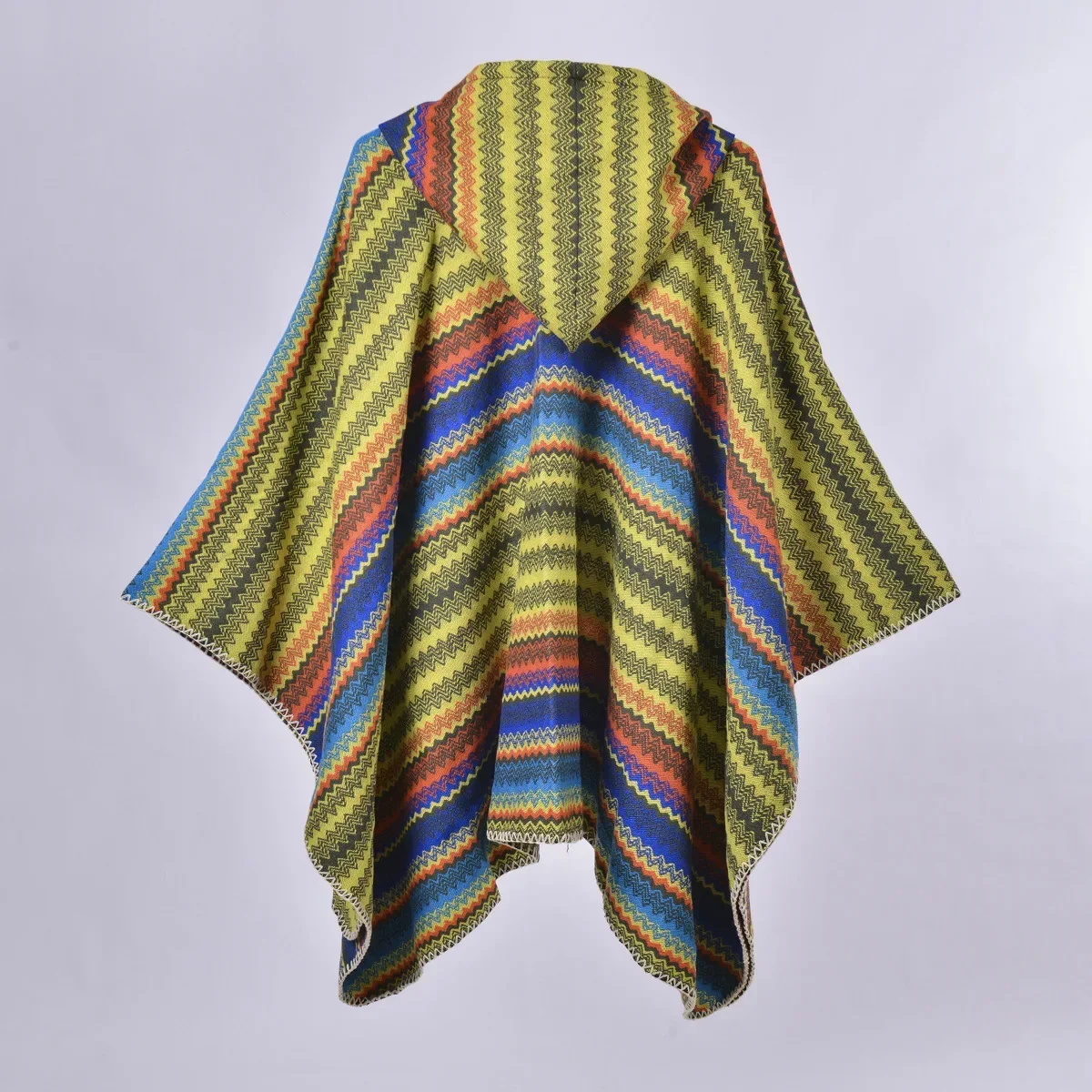 Cape Poncho Cloak Women Hooded Imitate Cashmere Autumn and Winter Lady Stripe Stripe Print Air Conditioning Room Shawl P5