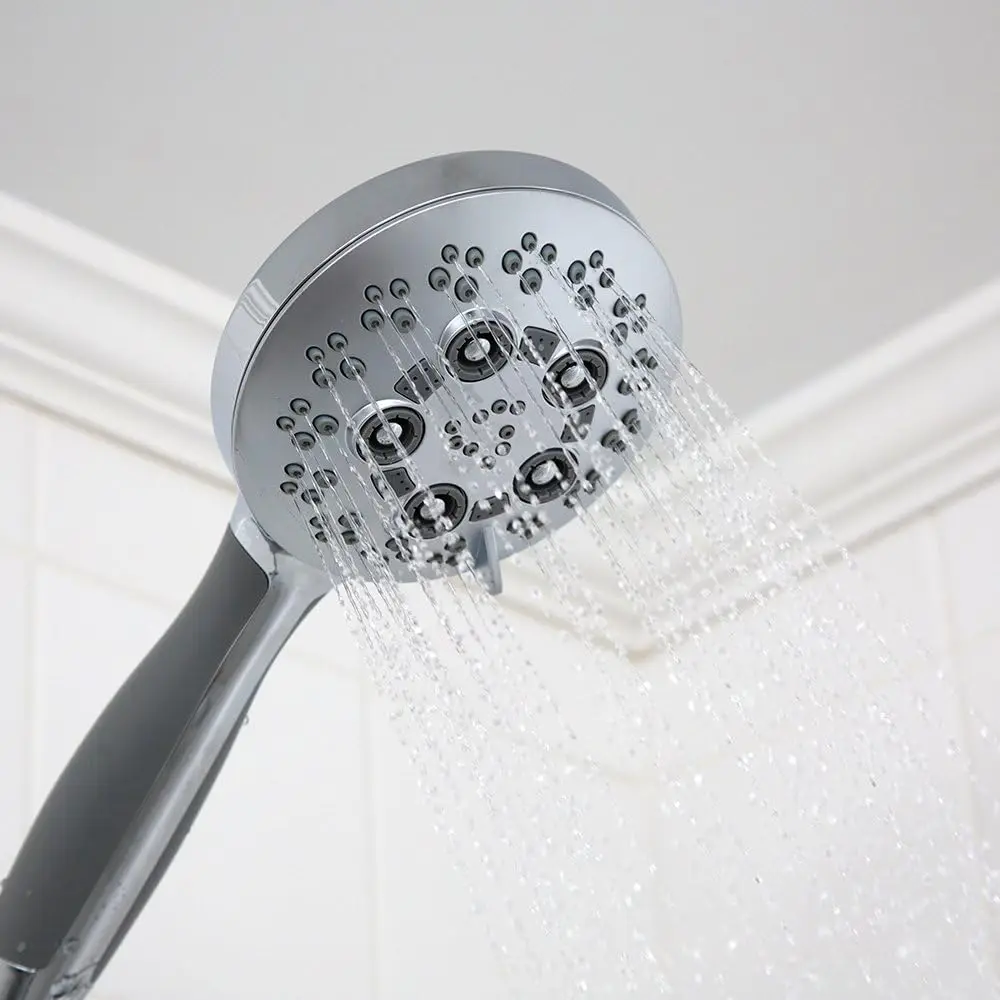Polished Chrome Multi-Function Handheld Shower Head with 5 Spray Settings, 2.5 GPM
