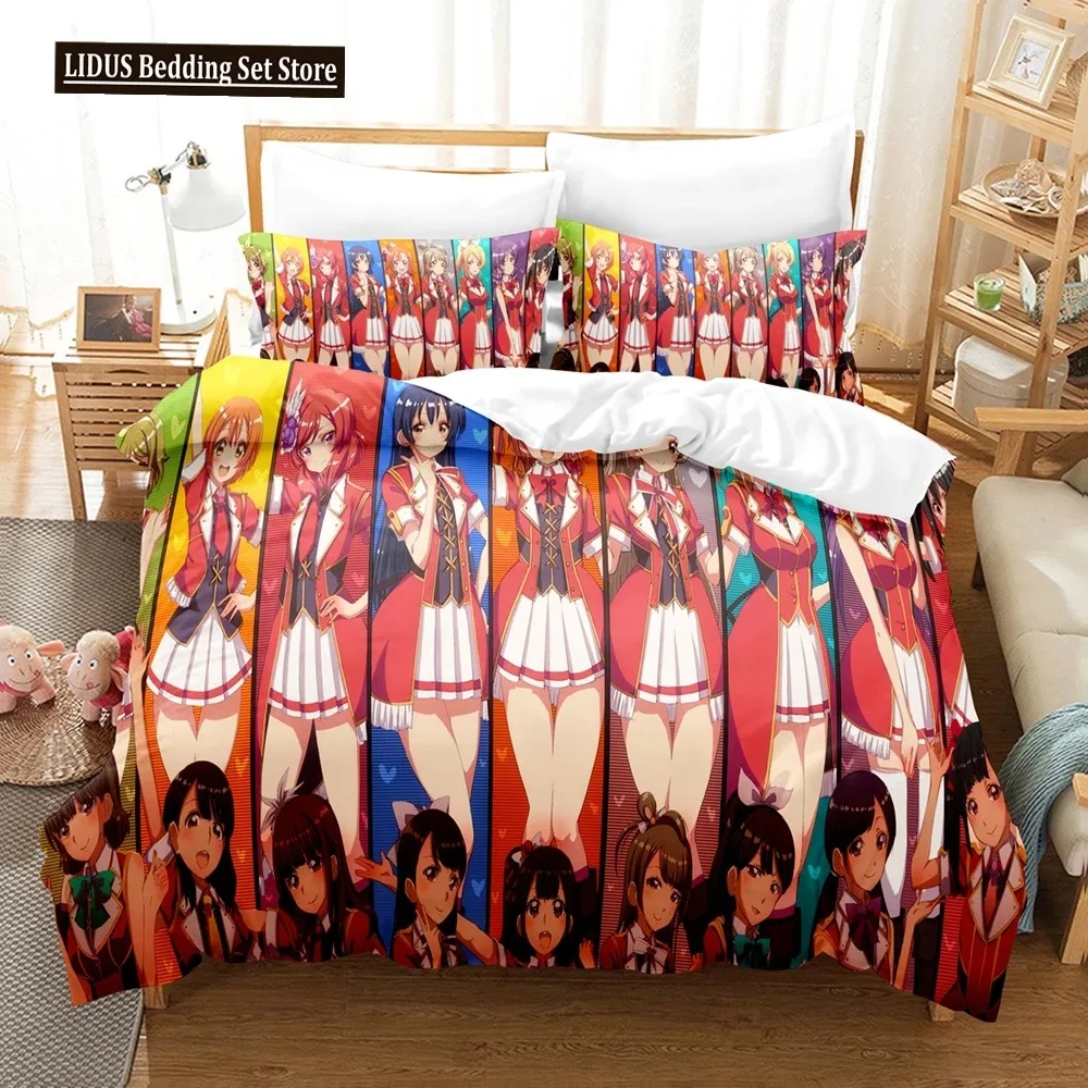 

3D Love Live College Idol Festival Bedding Sets Duvet Cover Set With Pillowcase Twin Full Queen King Bedclothes Bed Linen