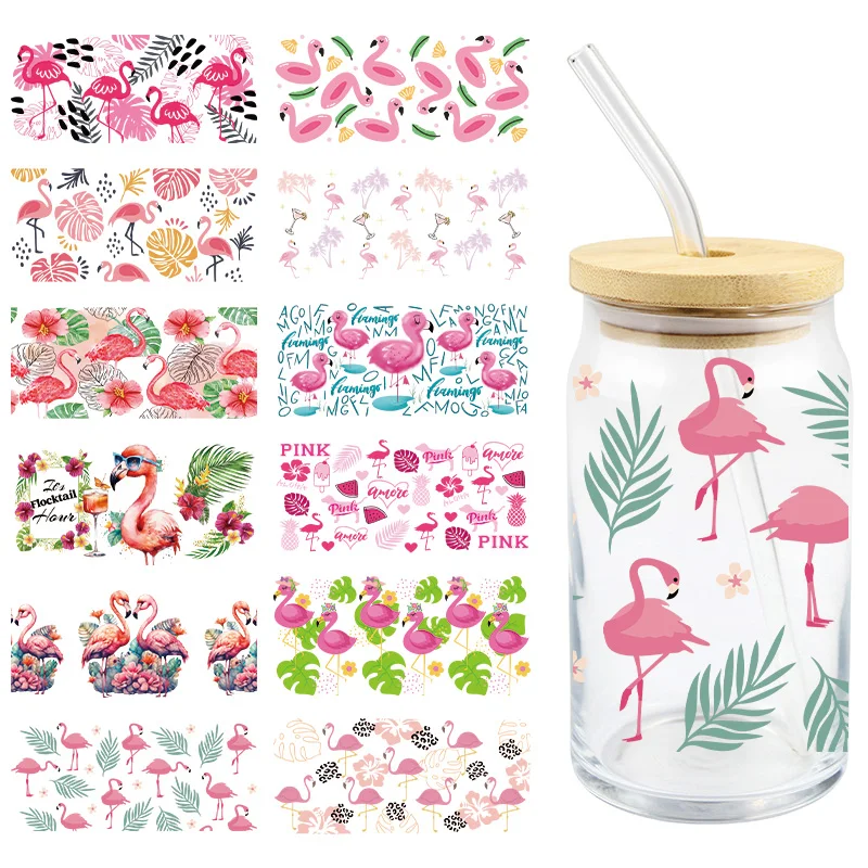 

Flamingo UV DTF Wrap Transfer Stickers Cartoon Cute Animals Design DTF Wrap For Bottles Cups Mugs Waterproof Decal