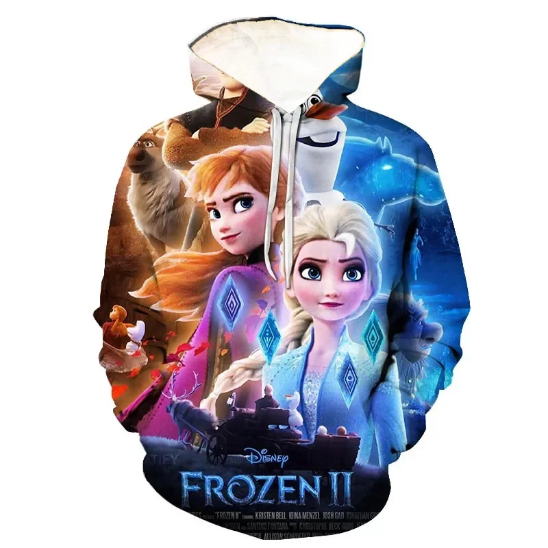 

Autumn Winter Disney Princess Children Hoodies Elsa Anna Men's Hoodies 3D Print Pullover Frozen Men's Hoodies Fashion Clothing
