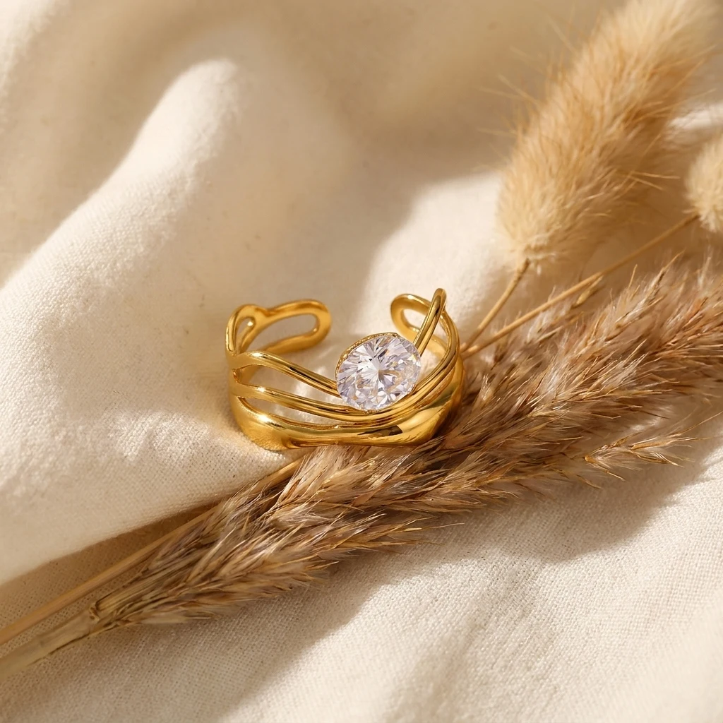 Einfacher, leichter, luxuriöser Zirkon-Ring im Liniendesign für Damen und Herren, glänzender Statement-Ring mit kubischem Zirkonia, stapelbarer Schmuck, Geschenke – Detail 7