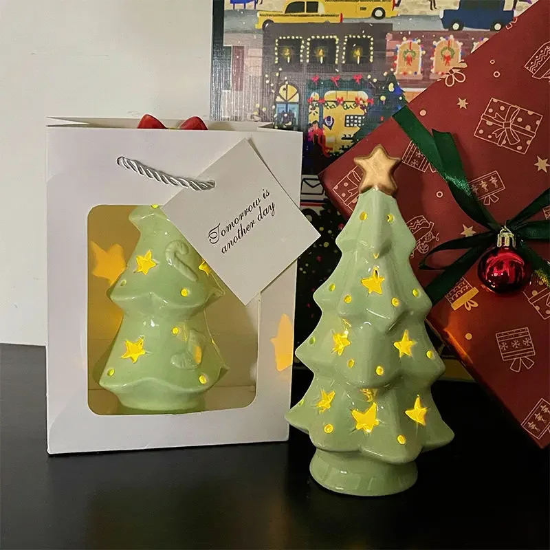 Ins Wind Christmas Tree Stars Night Lights Christmas Atmosphere Decoration To Send Girlfriends Desktop Ceramic Ornament Gifts