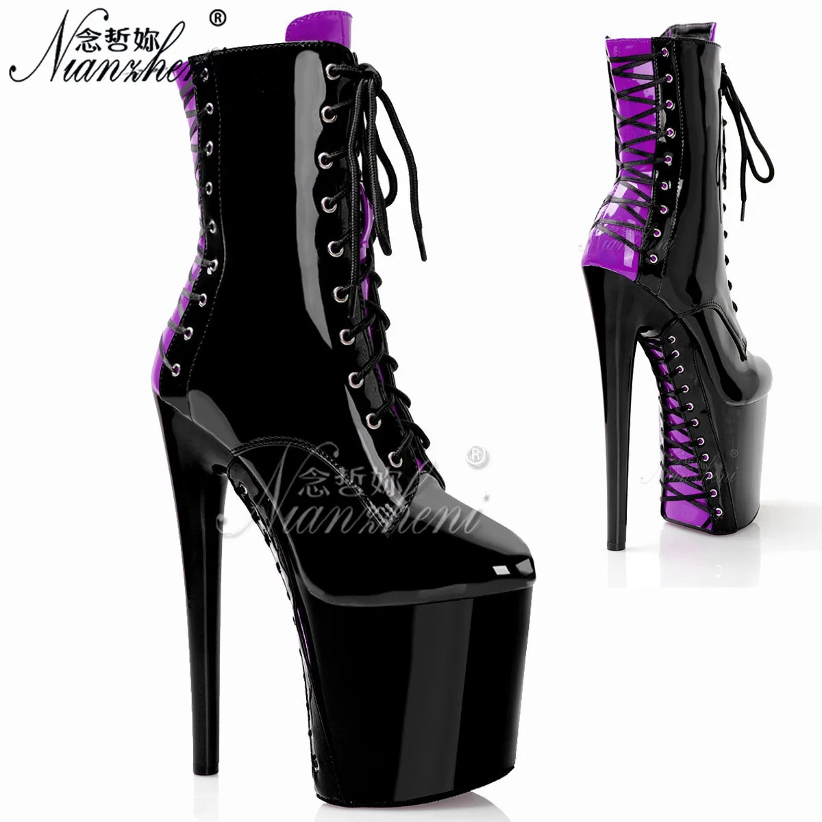 New Style Snake skin Sexy Fetish  20cm Ankle Boots platform 8 Inch High Heels Pole Dance Shoes Stripper Exotic lighter queen