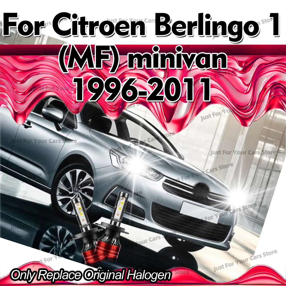 

2x Led Headlights 6000K Front Head Lamp 28000LM For Citroen Berlingo 1 (MF) minivan 1996-2004 2005 2006 2007 2008 2009 2010 2011