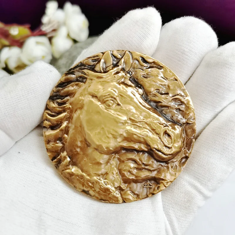 Shanghai Mint Year of the Horse zodiac bronze seal Luo Yonghui series 60mm high relief  large vintage home decor