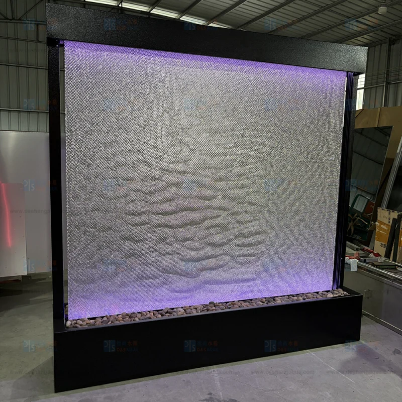 Custom.LED الإضاءة المعاصرة أربعة مواسم ميزات داخلية شبكة من الاستانلس استيل شلال حديقة الطابق الدائمة Fountai #6