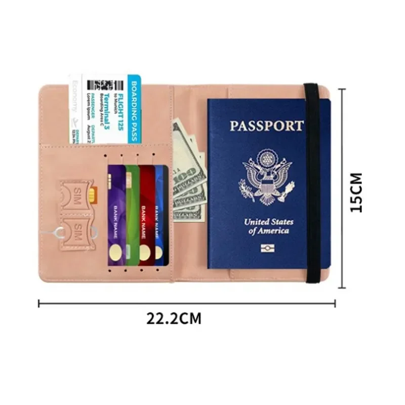 Funda de pasaporte RFID de PU, billetera para tarjeta de identificación de crédito, impermeable, vendaje de negocios, soporte para pasaporte, Protector multifunción de viaje