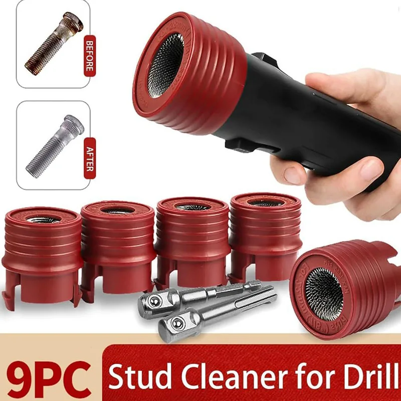 

Stud Cleaner and Hub Stud Cleaning Tool Stud Cleaner Brush Car Stud Cleaner for Drill Wheel Stud Rust Removal Tool Kit