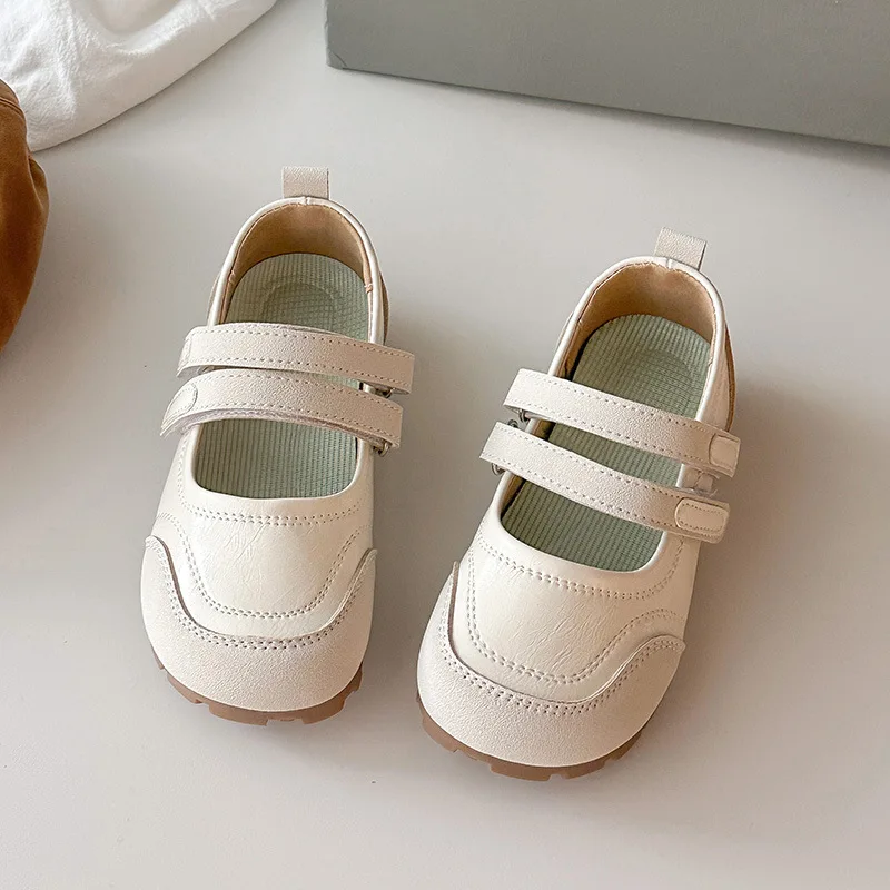 New Fashion PU Leather Shoes Casual Classmate Girl Cute Lightweight Breathable Trendy Woven Mary Jane School Student Loafer