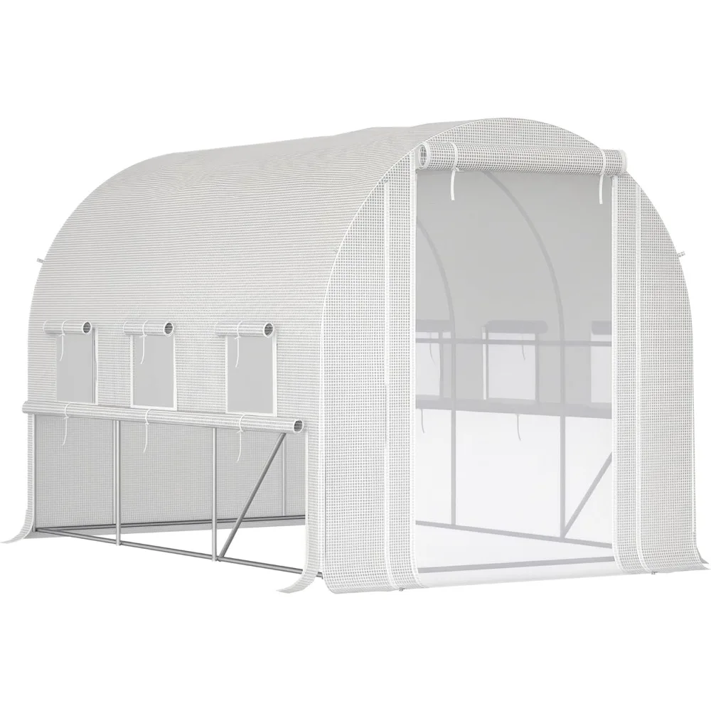 

Walk-in Outdoor Greenhouse, 9.7ft x 6.5ft x 6.5ft, with Durable PE Cover, Zippered Mesh Entrance, and Ventilation Mesh Windows