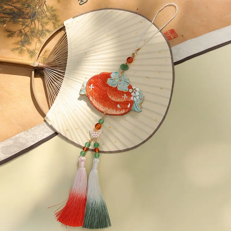 Chinese-style Hanfu Persimmon Accessories Exquisite Bag for Women's Tassel Pendant Vintage Design Pocket Sachet Girlfriend Gift