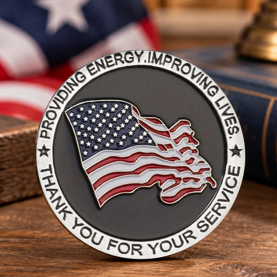 United States of America Flag Souvenir Coin Providing Energy Lives US Silvery Plated Commemorative Gift Challenge Coin
