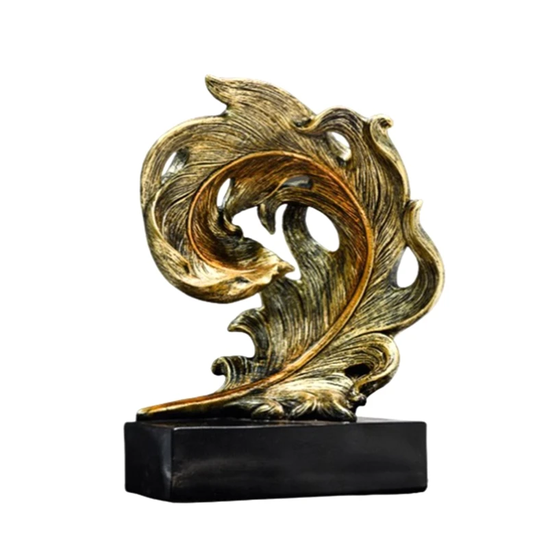 

Modern Luxury Living Room Decor Resin Feather Sculptures Figurines Home Decor Desk Statue Crafts Ornament Business Gift