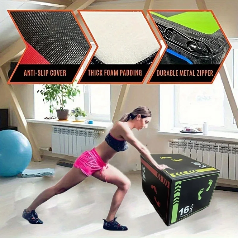 3 in 1 Plyometric Jump Box Portable Plyobox Step Up Box for Home Strength Trainin &Fitness Workout Jumping Workout Conditioning