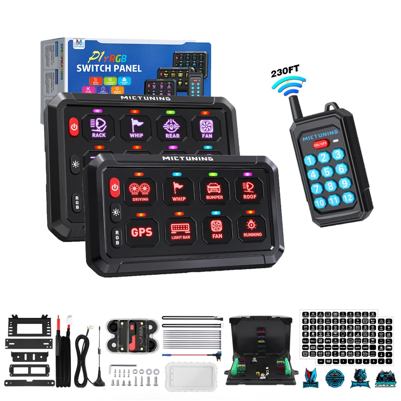 

MICTUNING P1Y RGB 8/12 Gang Wireless Switch Panel ,Wireless Range Up to 230FT Control Panels,Magnetic Remote Conveniently