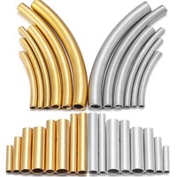 Stainless Steel Curved Tube For Jewelry Making Gold Color Straight Beads Connector Bracelet Necklace Diy Jewelry Finding