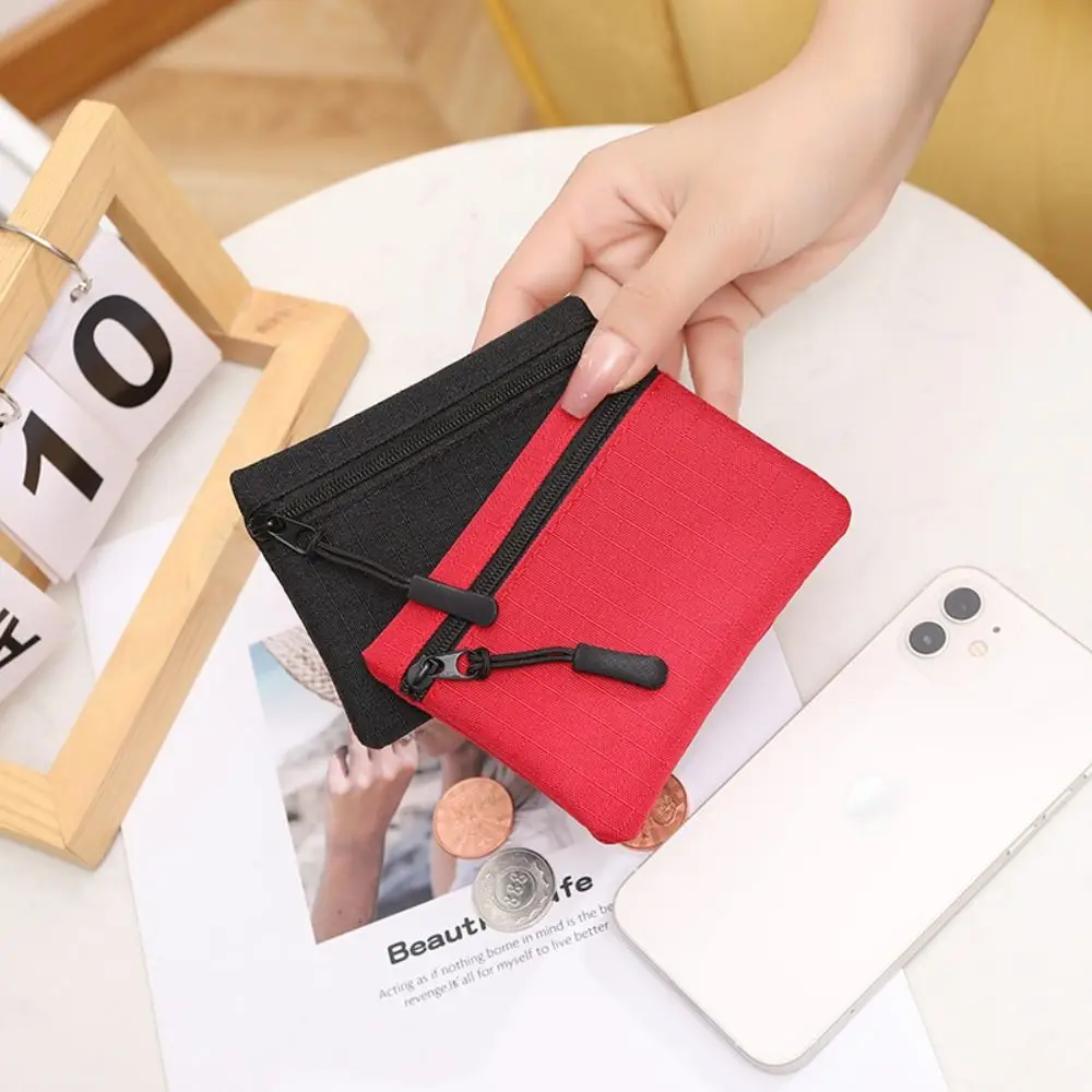 Mini monedero Simple de Color sólido para hombres y mujeres, bolsa de almacenamiento de lona para niños, bolsa para llaves de monedas, billetera pequeña con cremallera