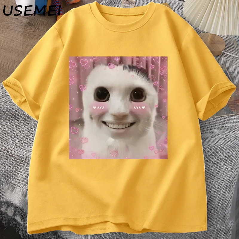 تي شيرت Goofy Ahh Cat تي شيرت Meme Dank ملعون غريب الأطوار Cringey تي شيرت للرجال والنساء حصلت على سخيفة جدًا تي شيرت Huh Cat Memebn يبكي القط