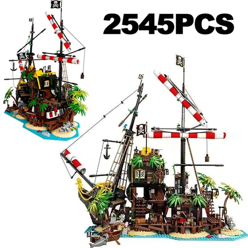 2545PCS 재고 있음 바라쿠다 베이 빌딩 블록의 해적 군함 요트 캐리비안 Adventuret 벽돌 장난감 아이 성인 선물