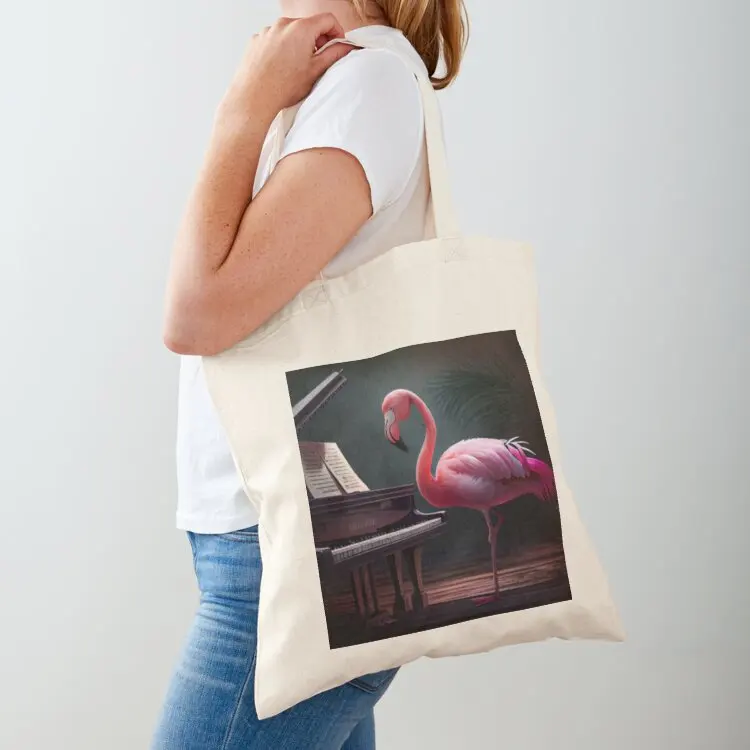 

Flamingo Plays the Piano Tote Bag tote bag men's Cloth bag shoping Shopper
