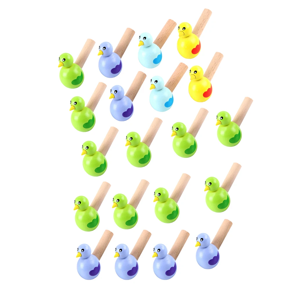 20Pcs Cartoon Bird Shaped Wooden Whistles Creative Musical Instrument Learning Party Supplies Bird Whistle