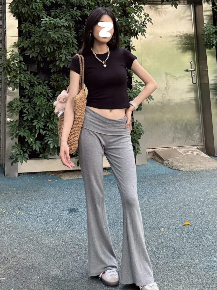 Pantalon de Yoga taille haute pour femmes, coupe cintrée, décontracté, Spor Bell Bot, américain, allongé, pour grandes dames