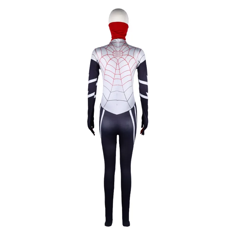 Marvel Comics Silk Cosplay Costume Spiderman Cindy Moon Women Superhero Cos Jumpsuit Halloween Carnival Party Zentai Mask Set