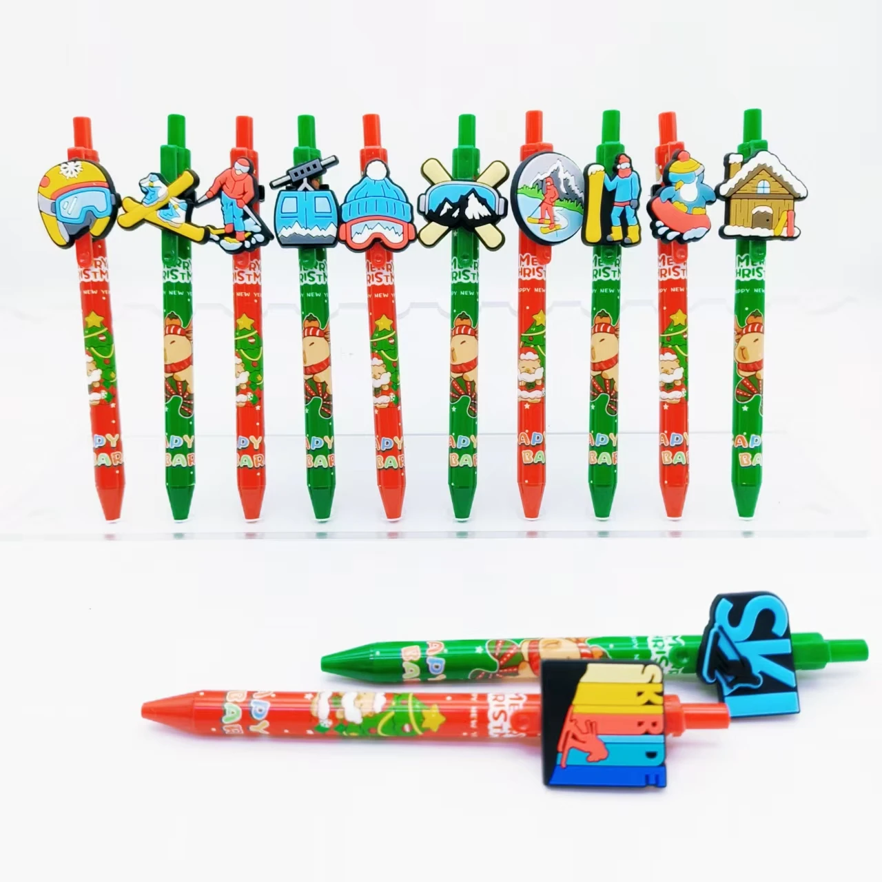 

9/18 шт., зимняя лыжная спортивная тема, рождественская шариковая ручка, ежедневная офисная масштабируемая шариковая ручка, рождественский подарок, канцелярские принадлежности