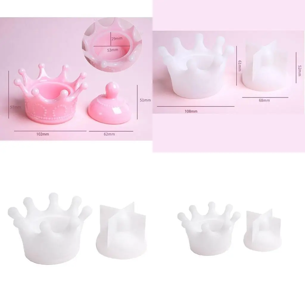 

A52E DIY Crown Jewelry Storage Box Epoxy Resin Casting Silicone Mold Craft Tools