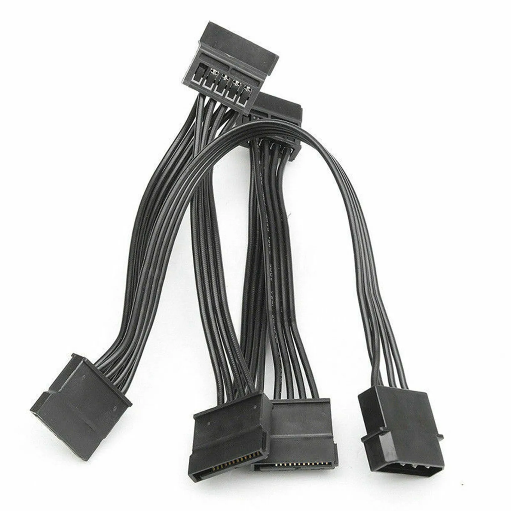 HRBAJ-4X 4Pin IDE To 5-Port Power Supply Cable 4Pin Molex To Multi SATA Port 18AWG Wire Power Cord For Hard Drive HDD SSD PC