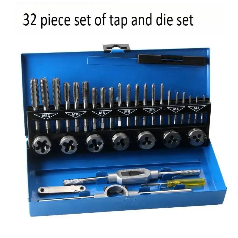 

32Pcs And Metric Wrench Cut M3-M12 Hand Threading Tungsten Carbide Tap Die Screw Thread Making Tool Bit Set