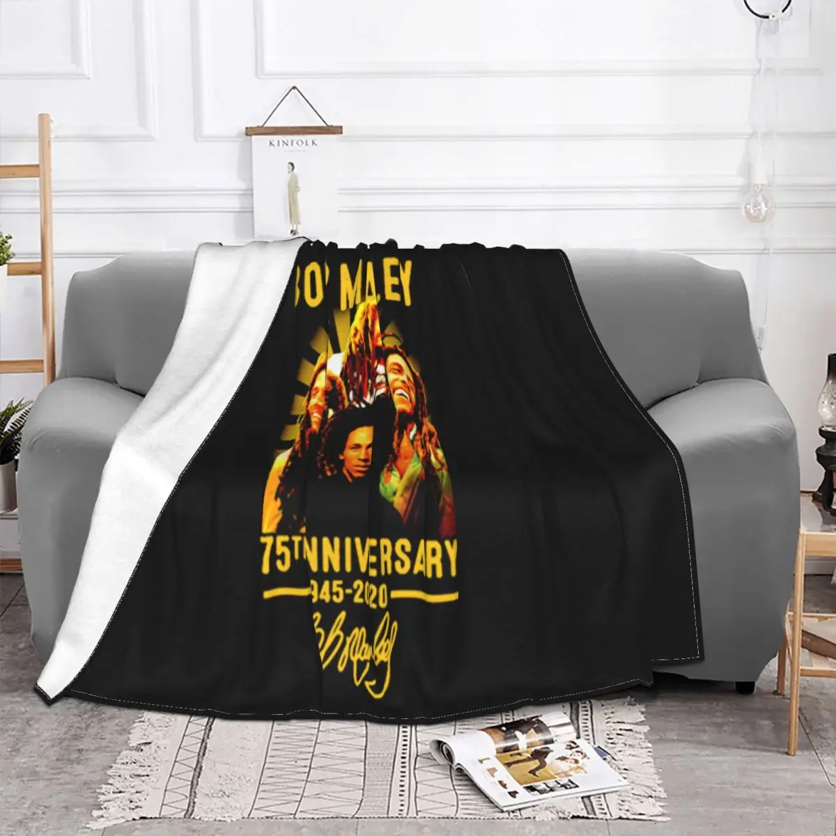 Bob Marley 75Th Anniversary 1945 2020 Signature Fitness Top Quality Summer Woman Personalized Throw Blanket