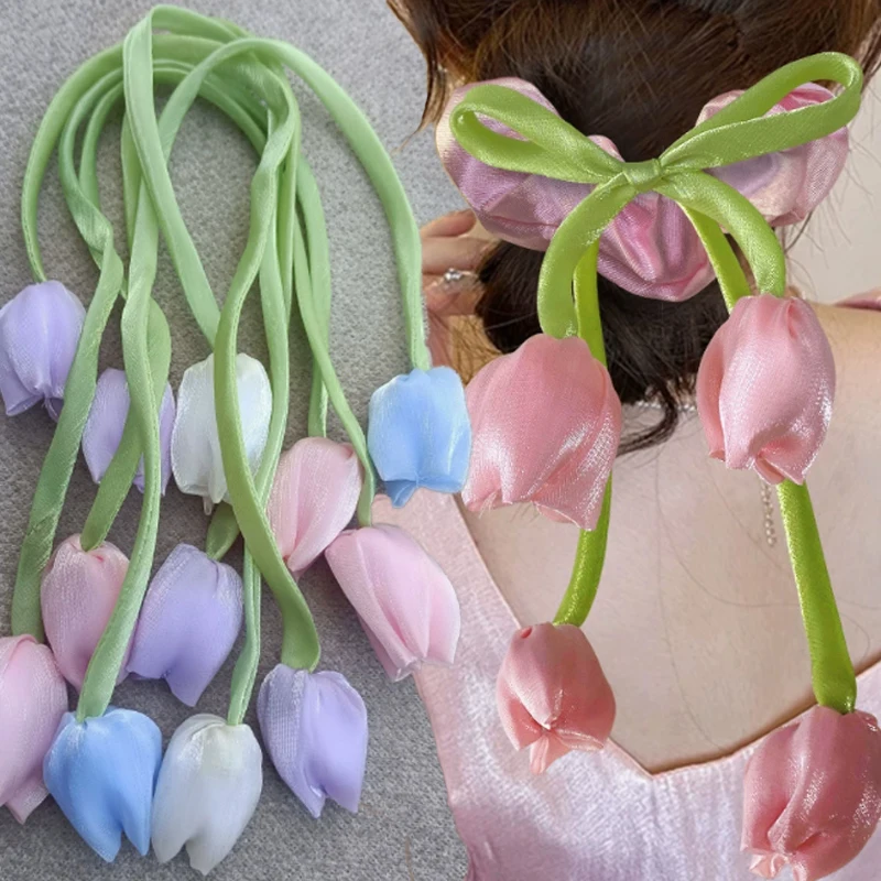 

Embroidered Flower Patches DIY Tulip Hair Accessories for Clothing Dresses 3D Flowers Embroidery Crochet Patches Bags Decorative