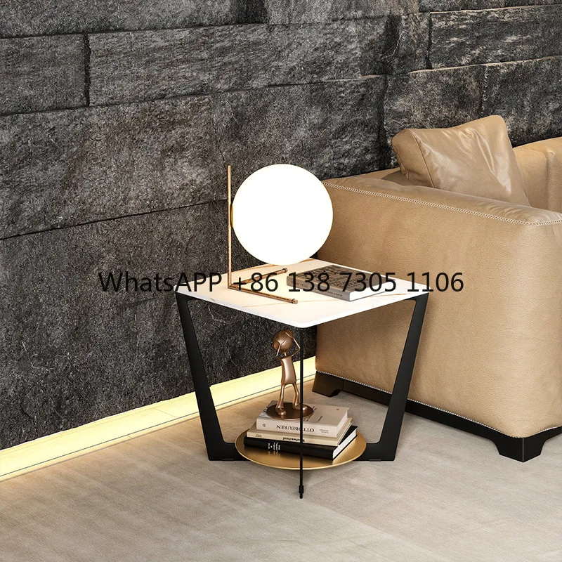

Side few light luxury simple bedside table Nordic round table living room sofa rock slab small coffee table corner side cabinet