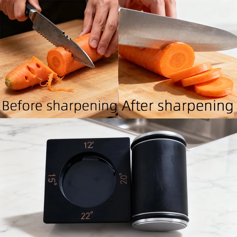 Diamond Rolling Knife Sharpener with Four-Sided Sharpening Stones Magnetic Angle 12/15/20/22 Degrees for Kitchen Knives