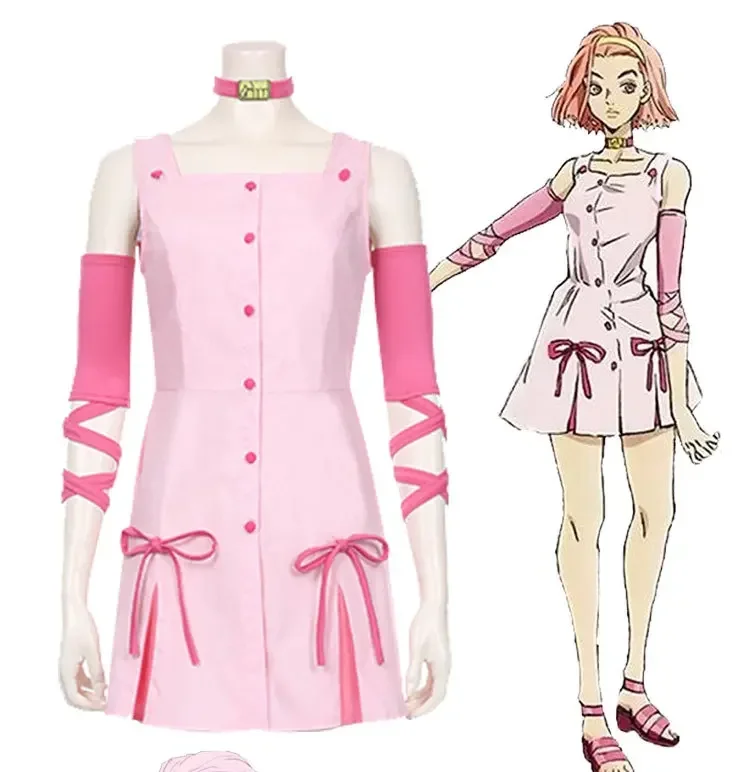 Costume de Cosplay Anime JOJO Sugimoto Reimi, perruque d'aventure Bizarre de JoJo, jupe à bretelles pour fille mignonne, robe
