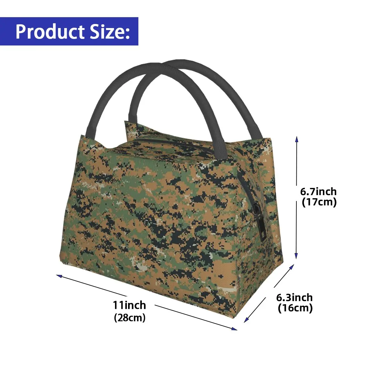 Marpat Camo Insulated Lunch Bag for Women Children Portable Food Boxes Thermal Lunch Box Tote
