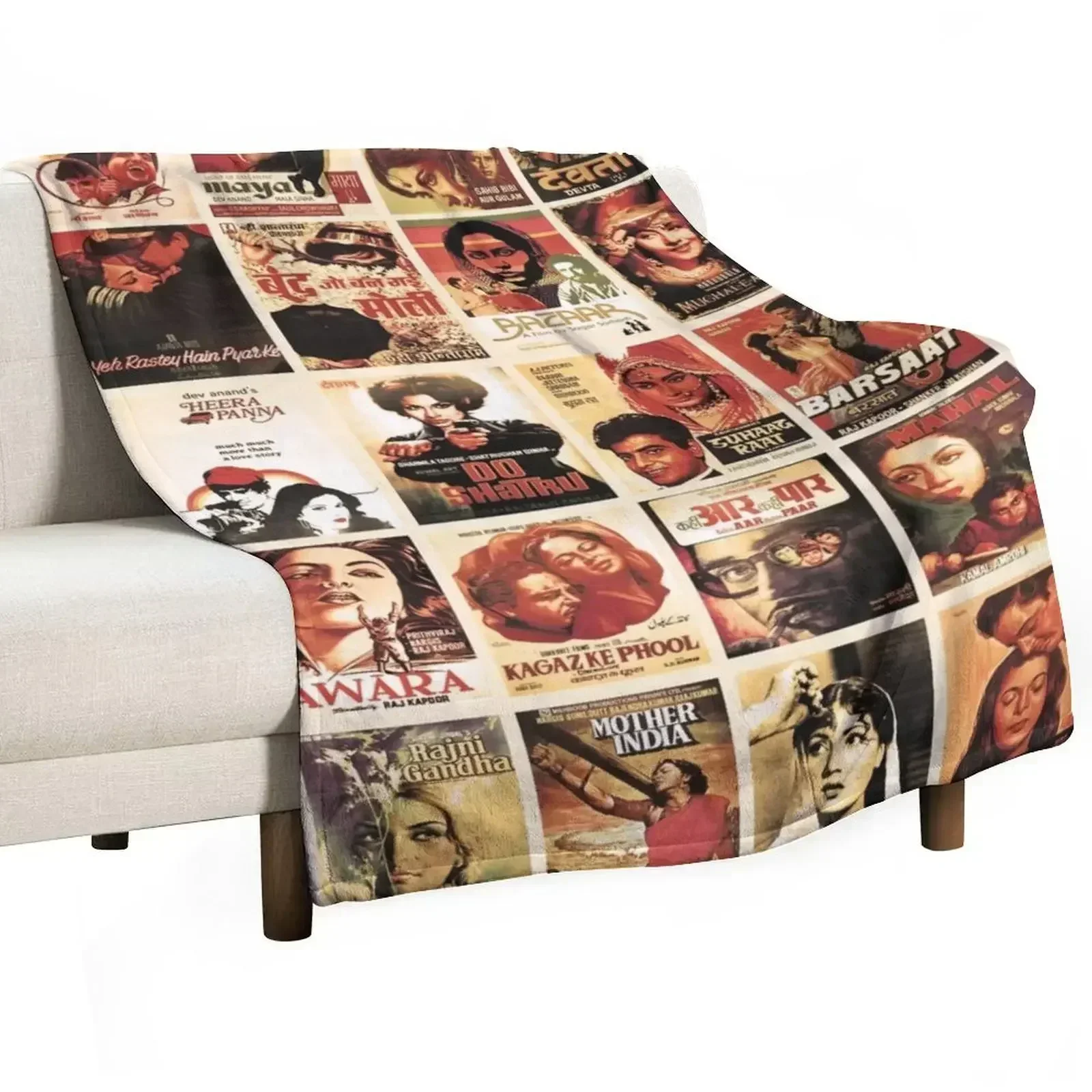 

Old Movies Bollywood Poster Throw Blanket Thermal Soft Plaid Thermals For Travel Blankets