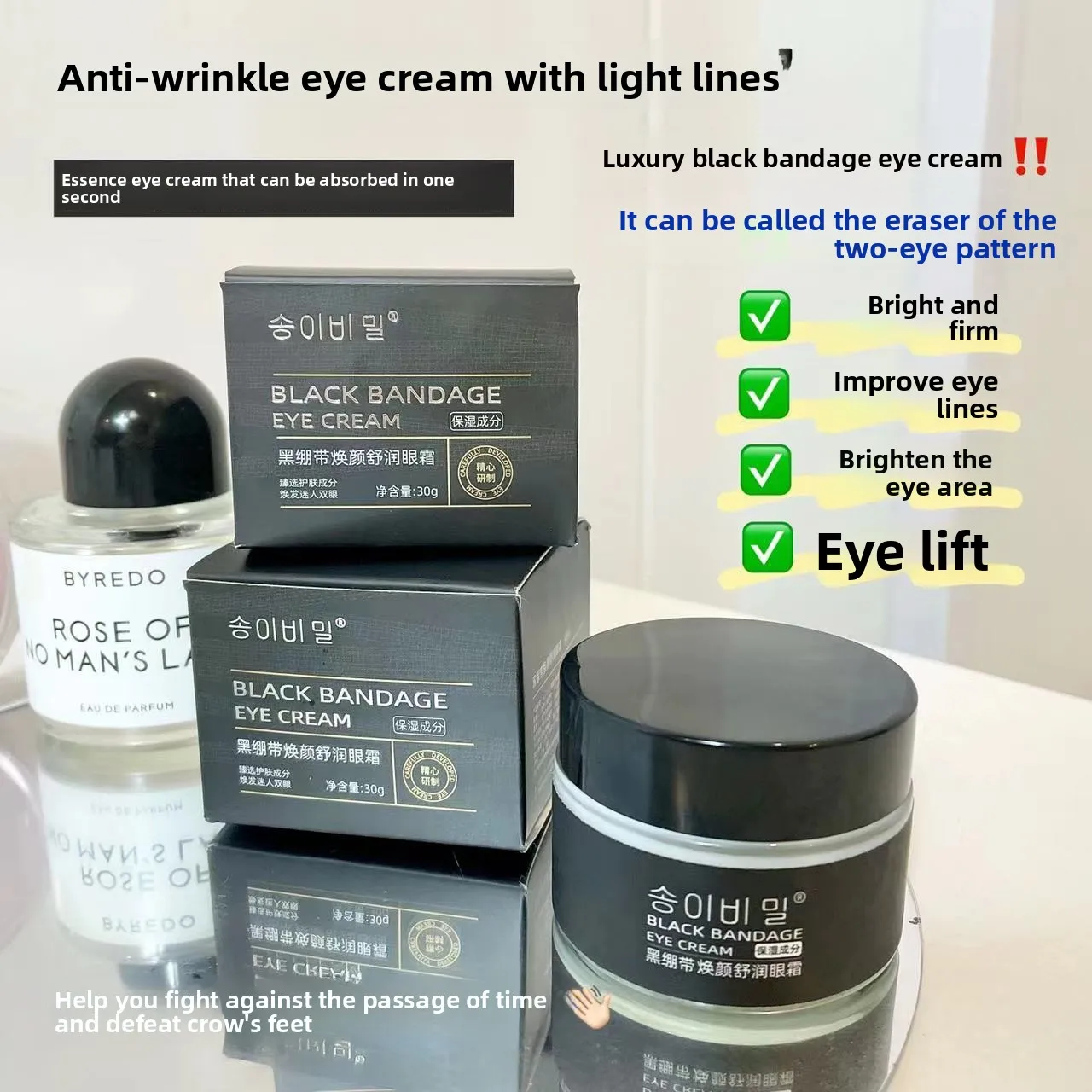 Black Bandage Anti - Wrinkle Eyes Cream Provides Comprehensive Care for Eye Area Reduces Fine Lines and Elasticizes Skin