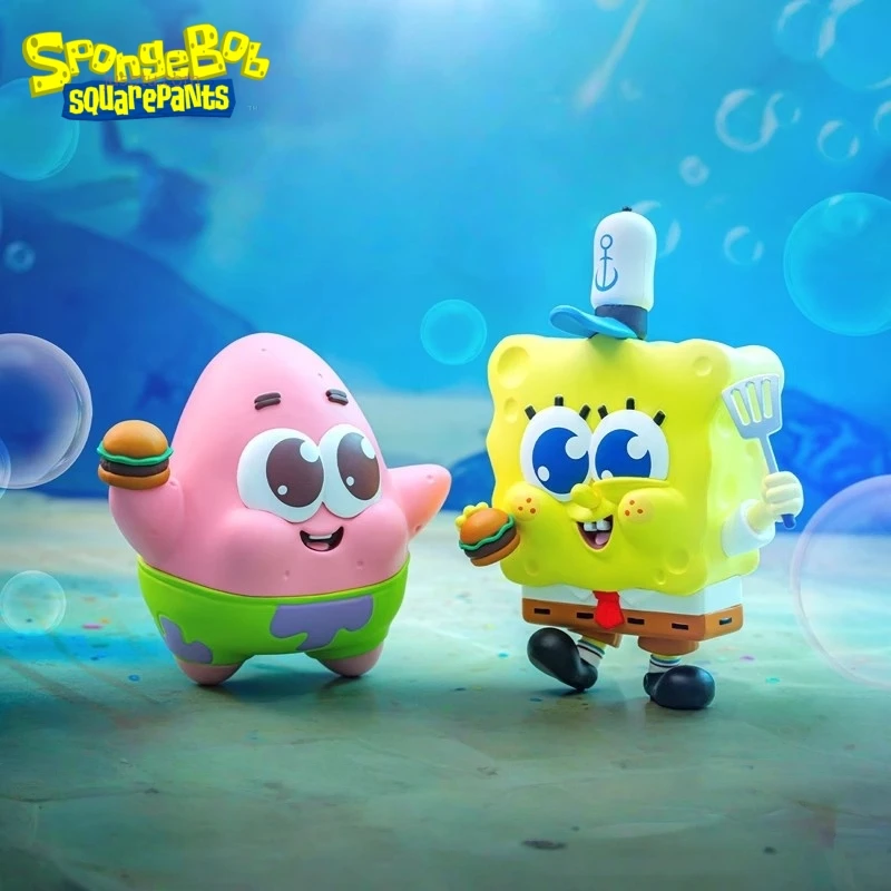 

Spongebob Squarepant Take A Vegetable Shovel Patrick Star Eat Hamburger Mini Sculpture Interesting Desktop Collect Toys