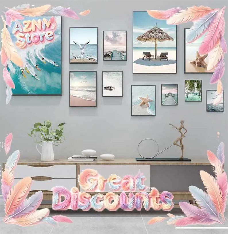 2026 Beach Sea Ocean Canvas Wall Art Poster Bridge Leaves Turtle Seagull Print Painting Vibrant Summer Picture Nordic Home Decor